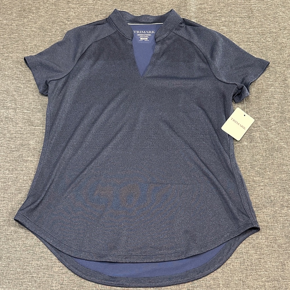 TRIMARK Short Sleeve Navy Performance Top